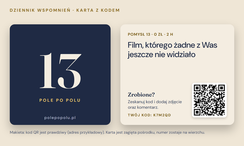 Karta Dziennika wspomnień z kodem QR i kodem zestawu