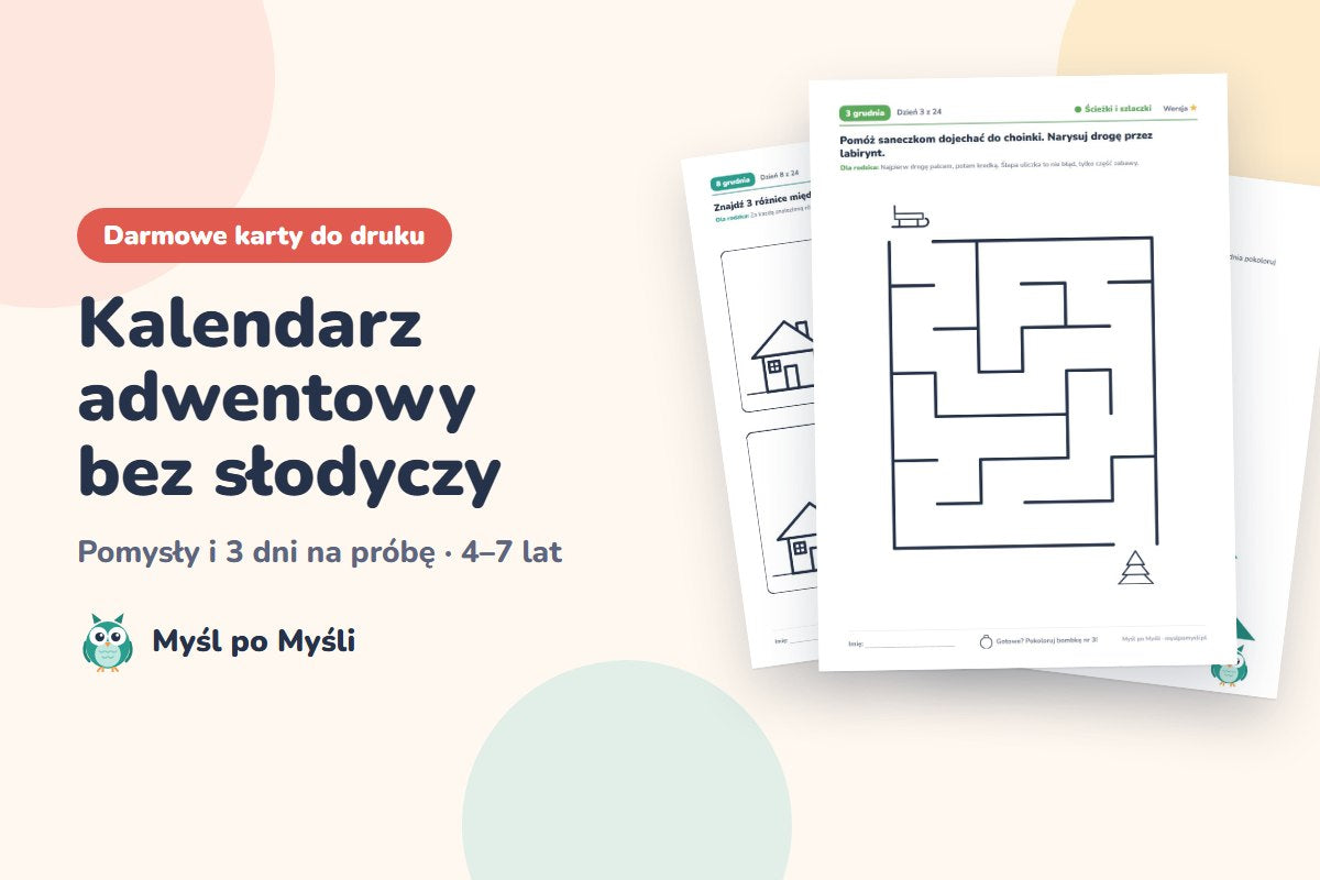 Kalendarz adwentowy bez słodyczy: karty do druku dla dzieci